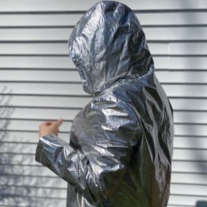 ASOS Missguided Silver Holographic Raincoat